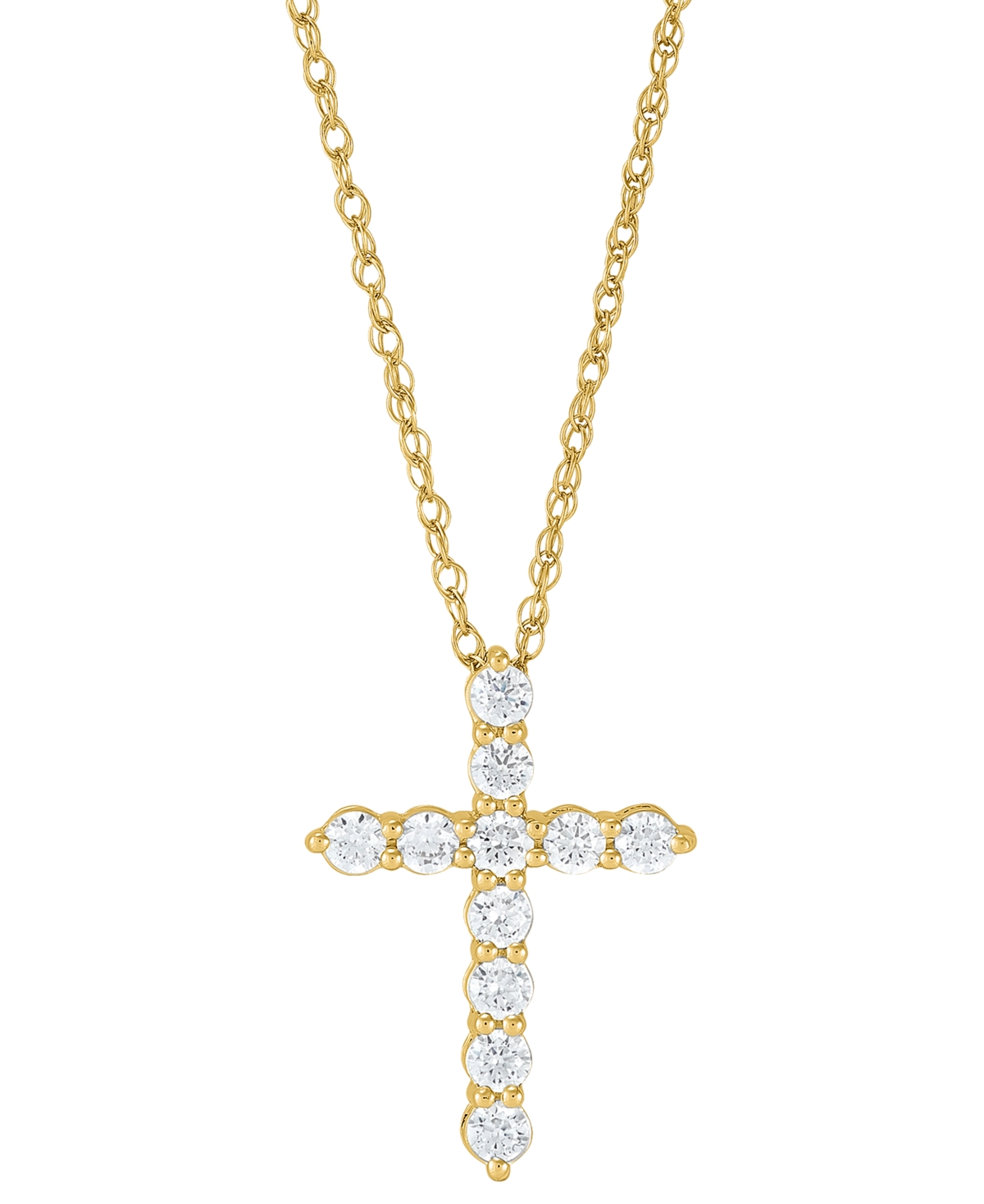 Grown With Love Lab Grown Diamond Cross Pendant Necklace (1 Ct. T.w.) In 14k White Or Yellow Gold, 16" + 2" Extender In Yellow Gold