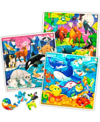 28 Pieces Wooden Toddlers Puzzles for Ages 3-5 – Animal Toys