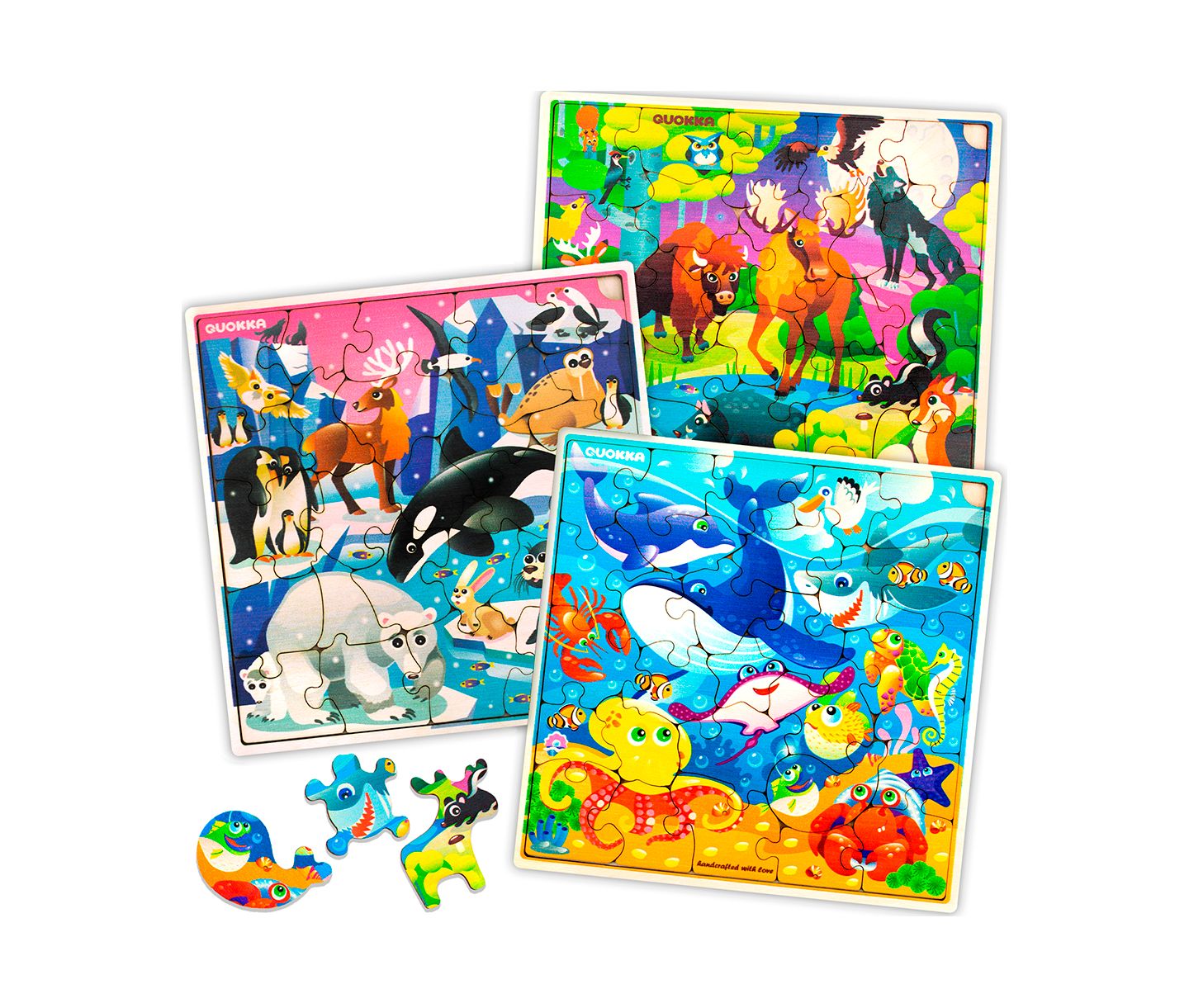 Детский пазл Quokka Wooden Animal Puzzle, 28 Pieces, Ages 3+, цвет: Океанский — фото 7