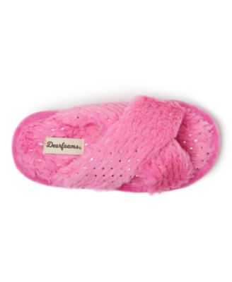 Kids Ava Crisscross Fuzzy Sparkle Slide Slipper