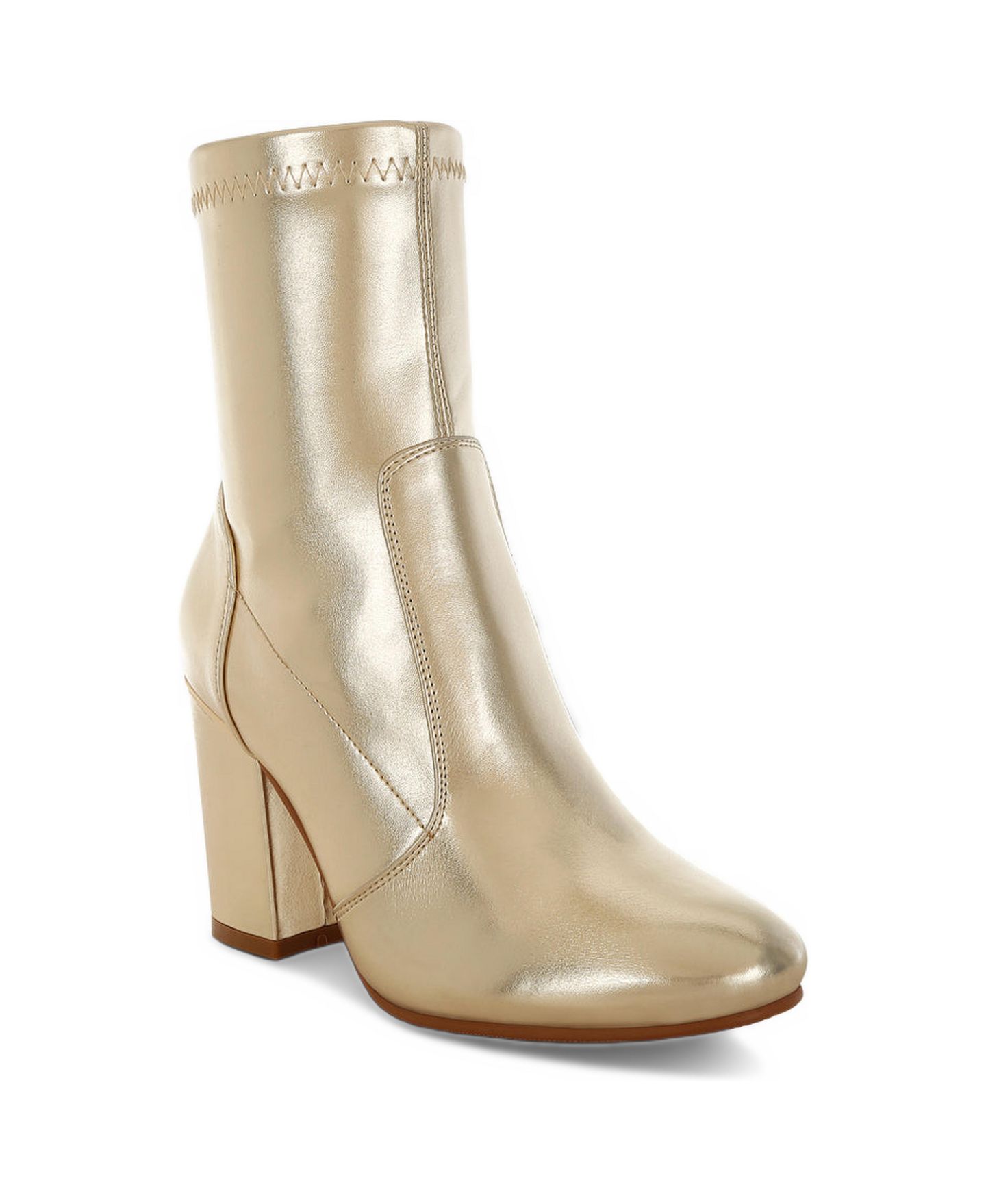 Женские ботинки Rag & Co Tirana Metallic Pleather Sock, цвет: Золотой — фото 2