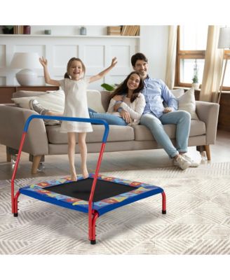 36'' Kids Square Trampoline Indoor Outdoor Rebounder W/Foam Handrail Alphabet Pad