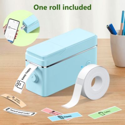 POLONO P31S Label Maker: Portable Bluetooth Thermal Printer w/ Tape, Templates – For Home, Office, Storage & Stickers – Blue.