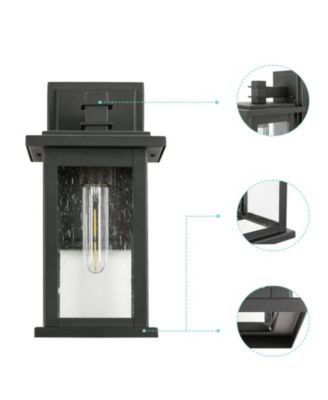 1-Light Black not Motion Sensing Dusk to Dawn Outdoor Hardwired Wall Lantern Sconce with No Bulbs Included