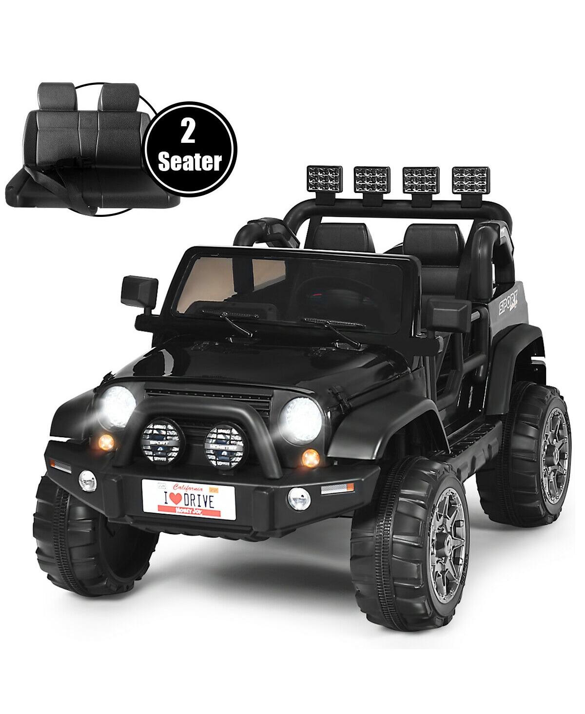 Hongge 12V 2-Seater Ride on Car Truck with Remote Control and Storage Room- Black