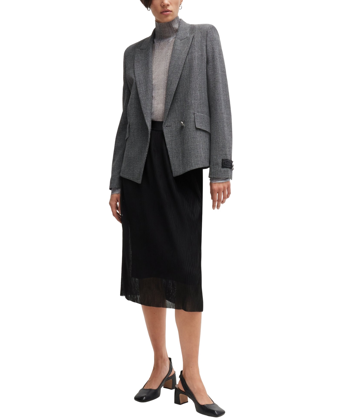 Boss by Hugo Boss Women's Plisse Pleats Stretch-Tulle Skirt
