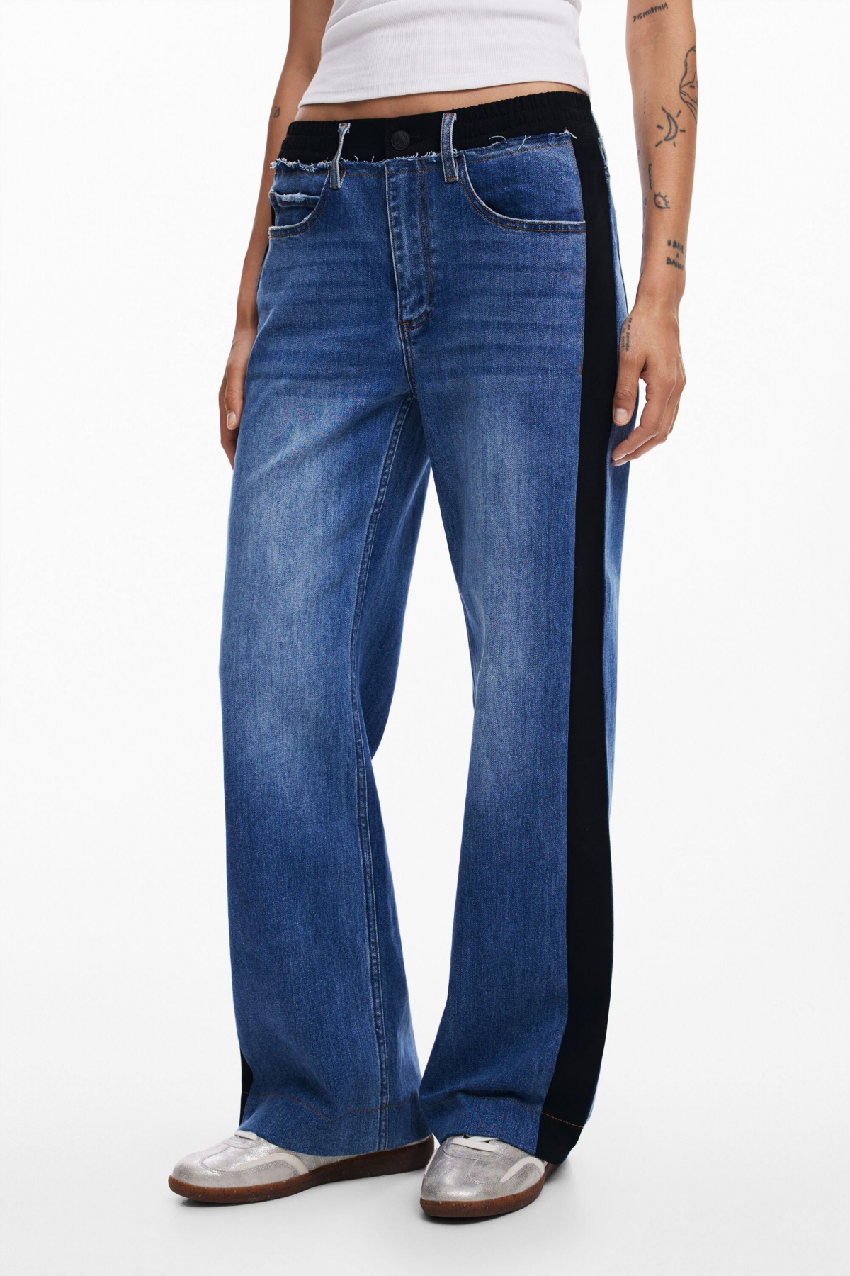 Desigual Ayana Straight Leg Jeans In Medium Blue