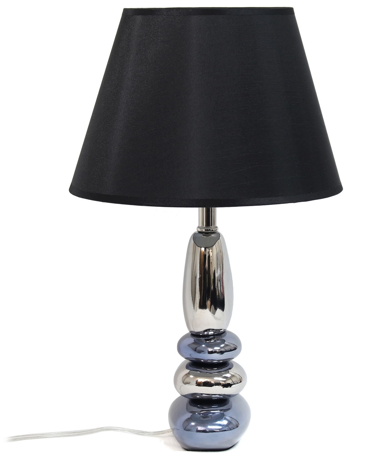 Lalia Home 21.5" Contemporary Ebb And Flow Stacked Stone Table Lamp In Chrome And Metallic Blue