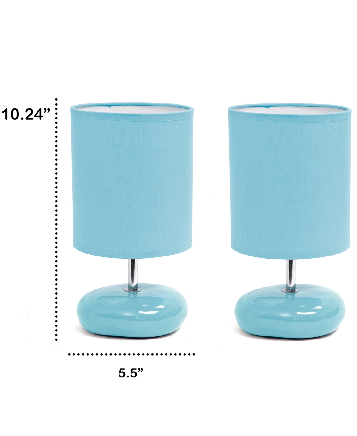 Creekwood Home 10.24" Traditional Mini Round Rock Table Lamp 2 Pack Set In Blue