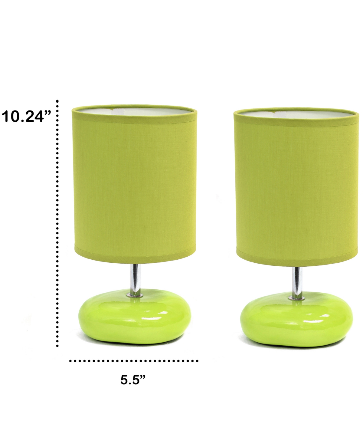 Creekwood Home 10.24" Traditional Mini Round Rock Table Lamp 2 Pack Set In Green