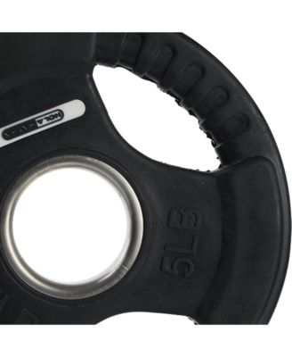 5 Pound Olympic Rubber Coated Weight Plate with Handle, Black (2 Pack)