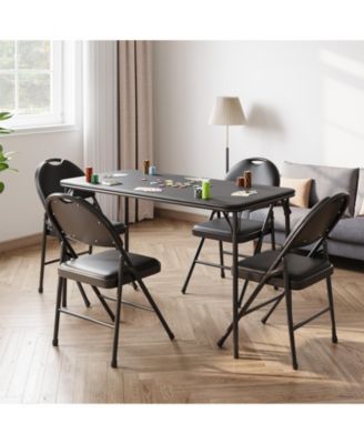 5-Piece Card Table Set,Folding Card Table and Chair Set of 5 Portable with Padded Tabletop