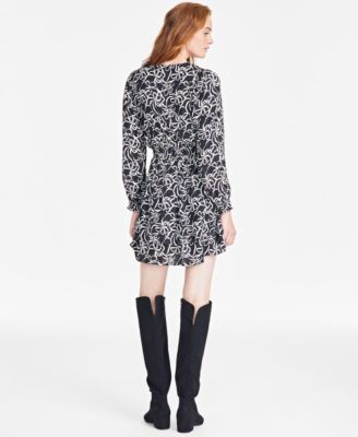 Women's Printed Smocked-Waist Tiered Mini Dress, Exclusively at Macy's