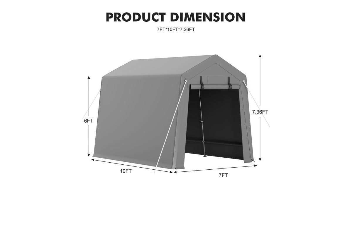 gaomon 7' x 10' Motorcycle Storage Shed, Heavy Duty Portable Tent with Rolled Zipper Door, Waterproof Design for Motorcycle, Bike, Firewood, and Garde
