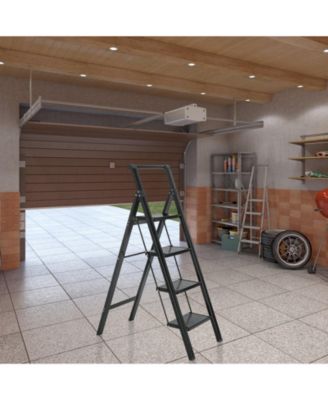 4 Aluminum Step Ladder, 4 Step Stool Folding Step Stool with Handrails, Sturdy Step Stool for Adult, Gorilla Ladders 500LBS Capacity Sturdy& Portable Ladder for Home Kitchen Library Office