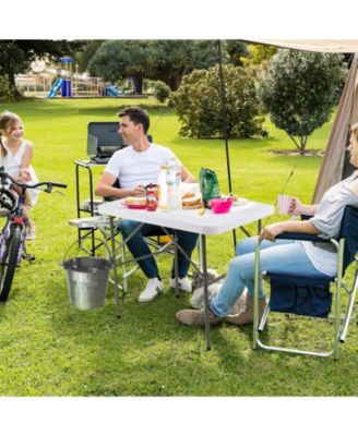 Fish Cleaning Table with 2 Sinks and 360° Rotatable Fauce