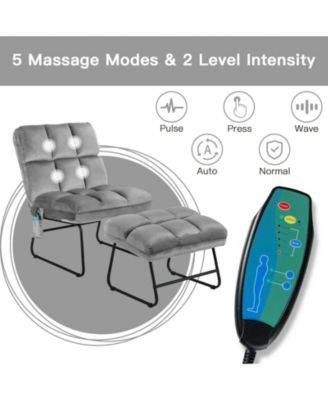 Velvet Massage Recliners with Ottoman Remote Control and Side Pocket
