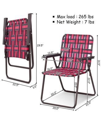 6 Pieces Folding Beach Chair Camping Lawn Webbing Chair