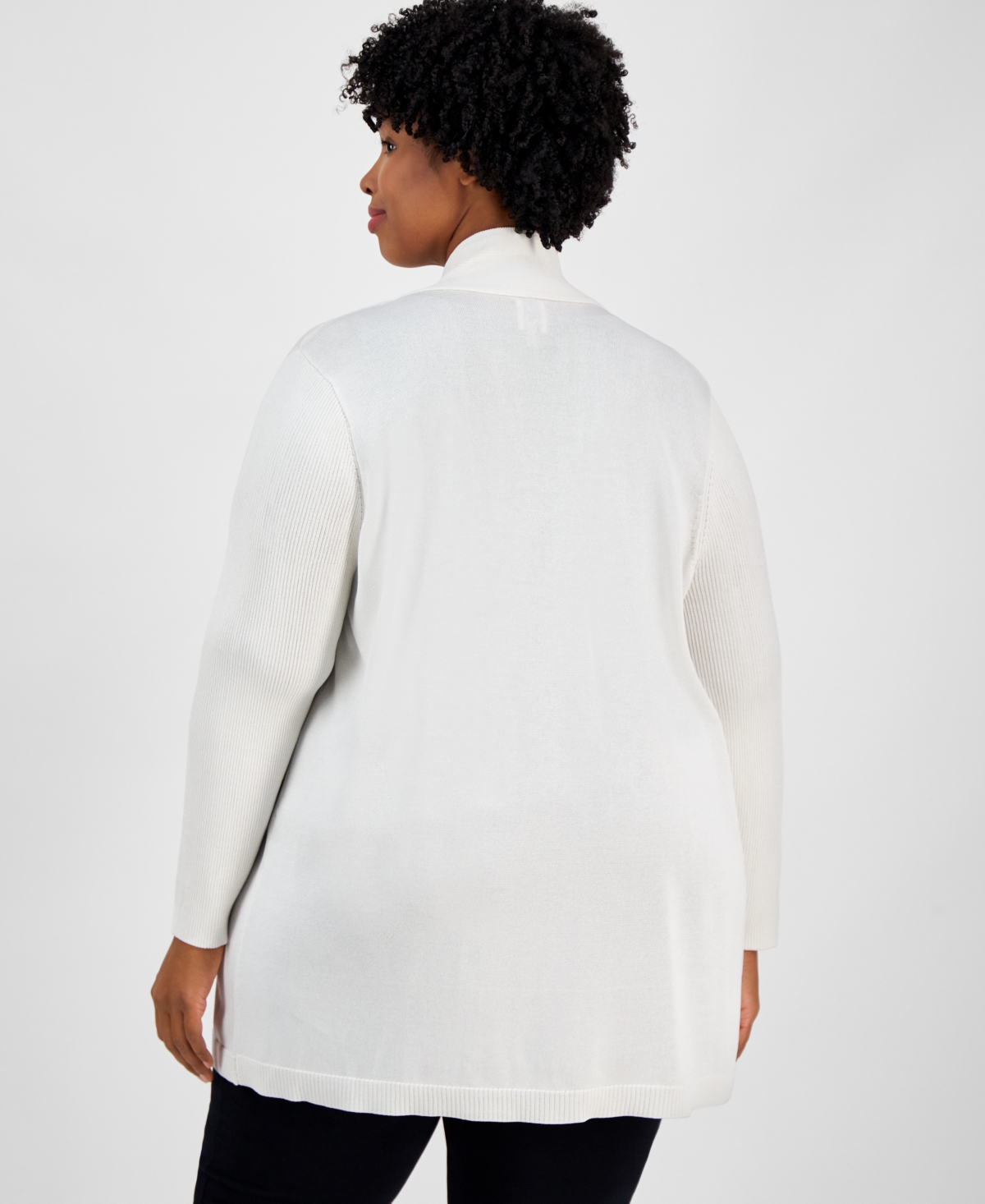 ANNE KLEIN PLUS SIZE SONOMA OPEN-FRONT LONG-SLEEVE CARDIGAN 