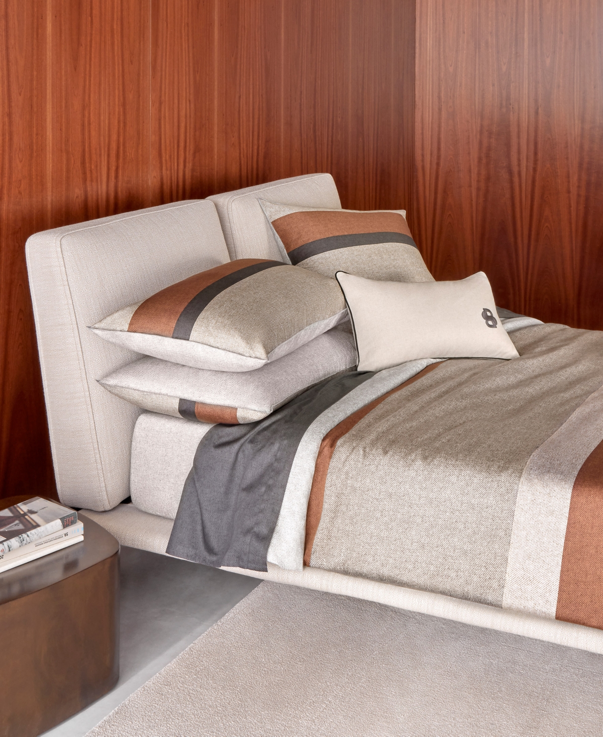 Boss Home By Hugo Boss Carlow 300 Thread Count Cotton Sateen Flat Sheet, Full/queen In Brown