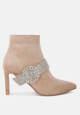 Rag and Co Womens Asagao Diamante and Rhinestones Strap Boots