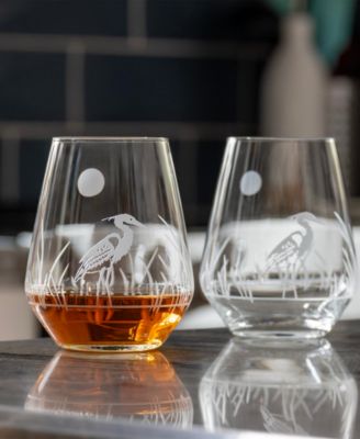 Heron Stemless Wine Tumbler 18oz - Set of 4 Glasses