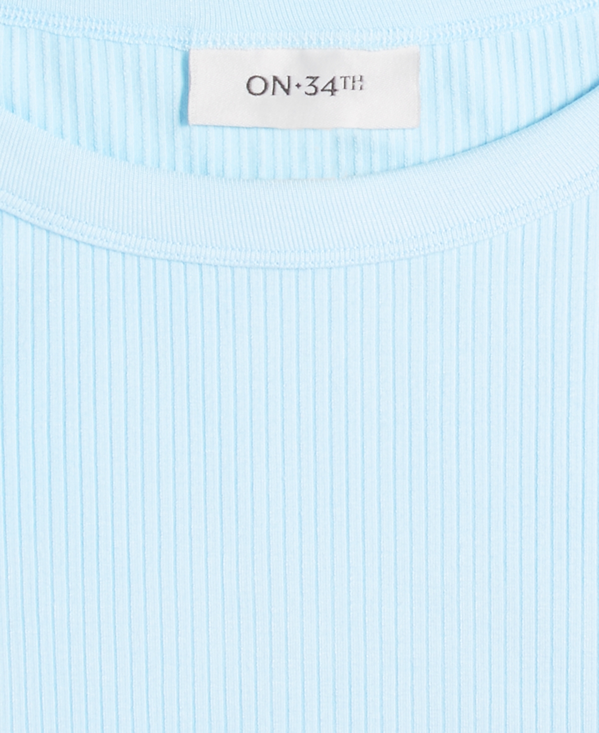 On 34th Women's Gathered-sleeve Crewneck T-shirt, Created For Macy's In Blue Chiffon