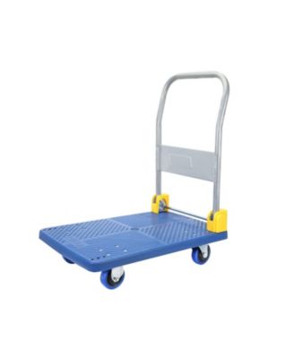 Foldable Push Hand Cart, Platform Truck with 440 lbs. Weight Capacity, Blue