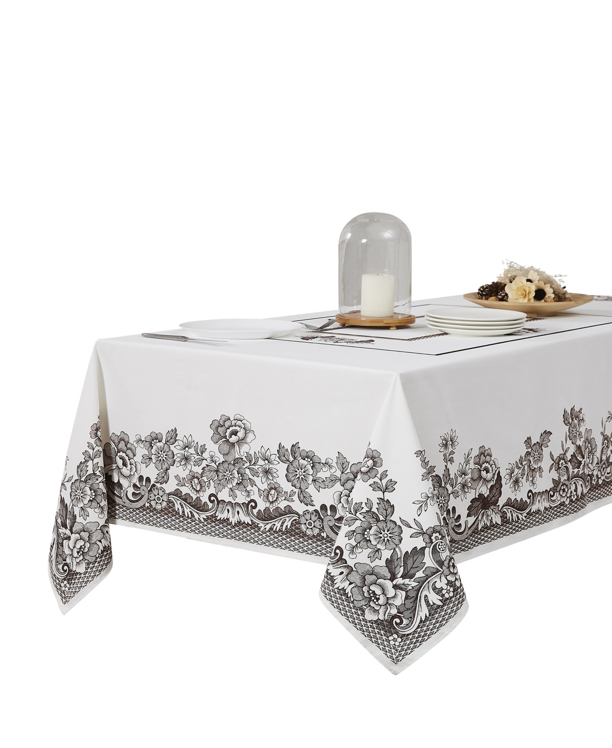 Spode Woodland Polyester Tablecloth, 60" X 84" In Ivory