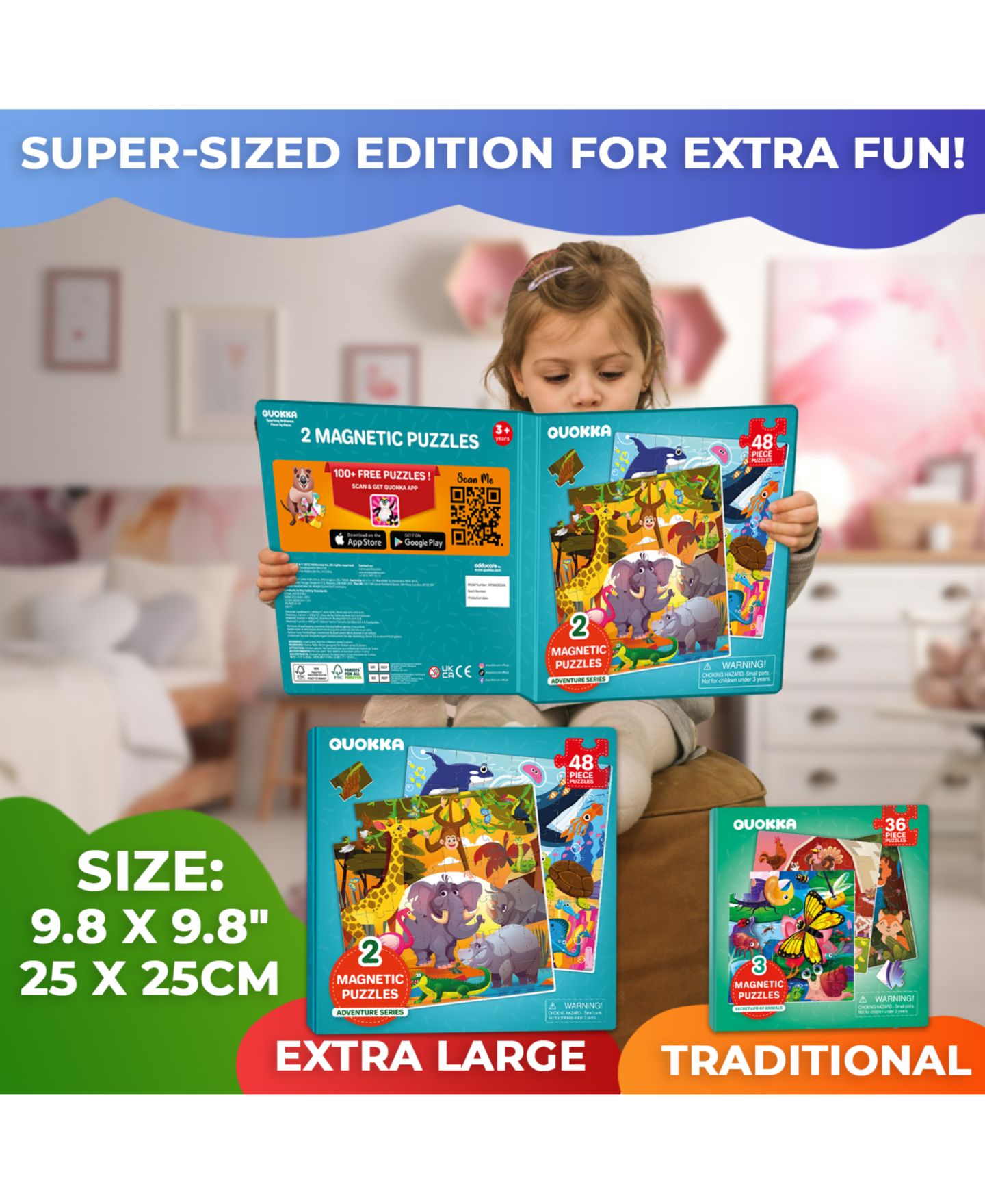 Детские игрушки Quokka Magnetic Travel Puzzles, 2-Puzzle Set, Ages 3+, цвет: Синий — фото 4
