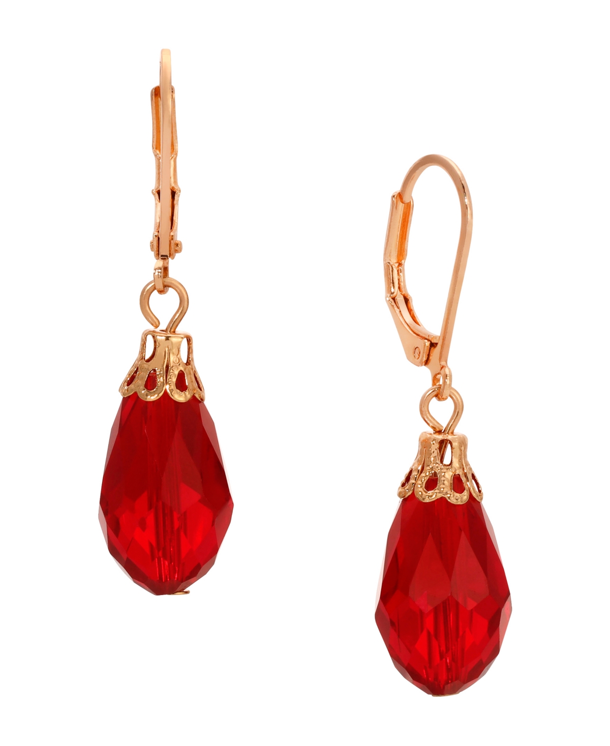 2028 GOLD-TONE CRYSTAL FACETED DROP EARRINGS 