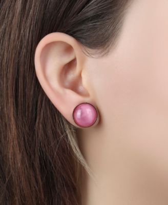 Glass Round Button Earrings