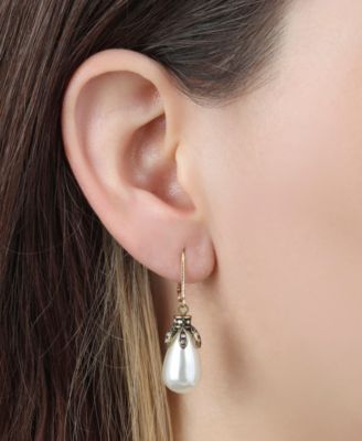 Faux Cultivated Pearl Teardrop Earrings