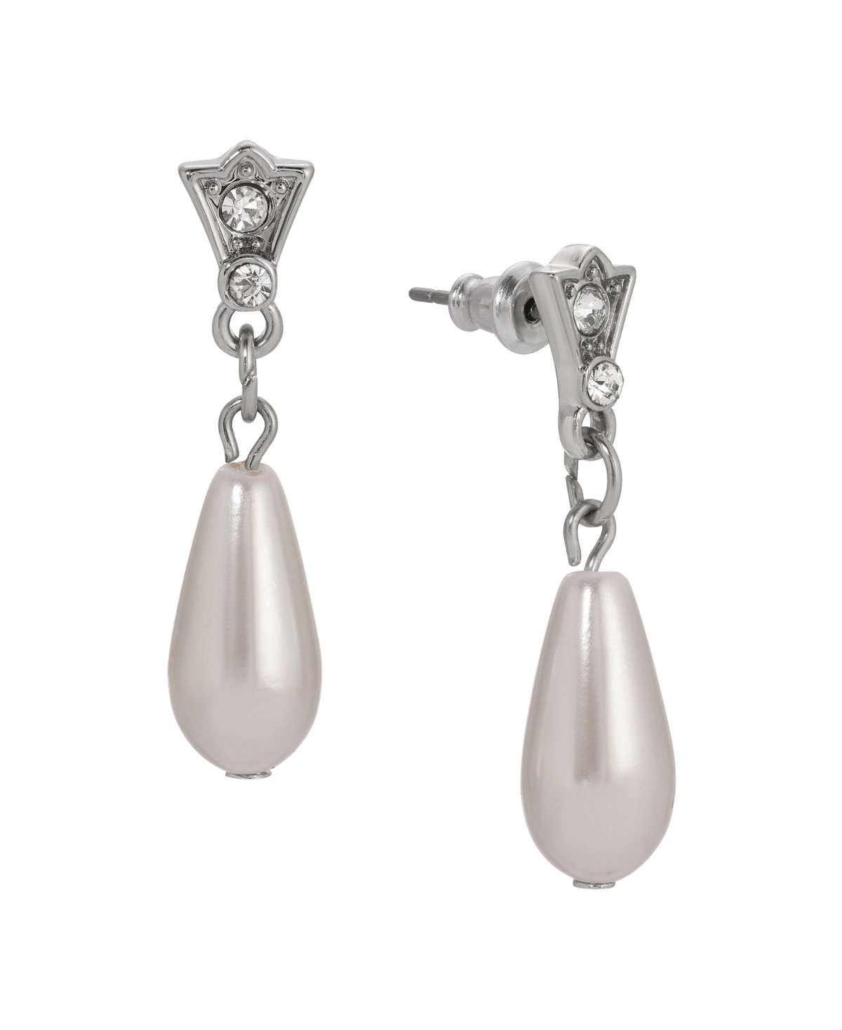 2028 FAUX CULTIVATED PEARL CRYSTAL ACCENT DROP EARRINGS 