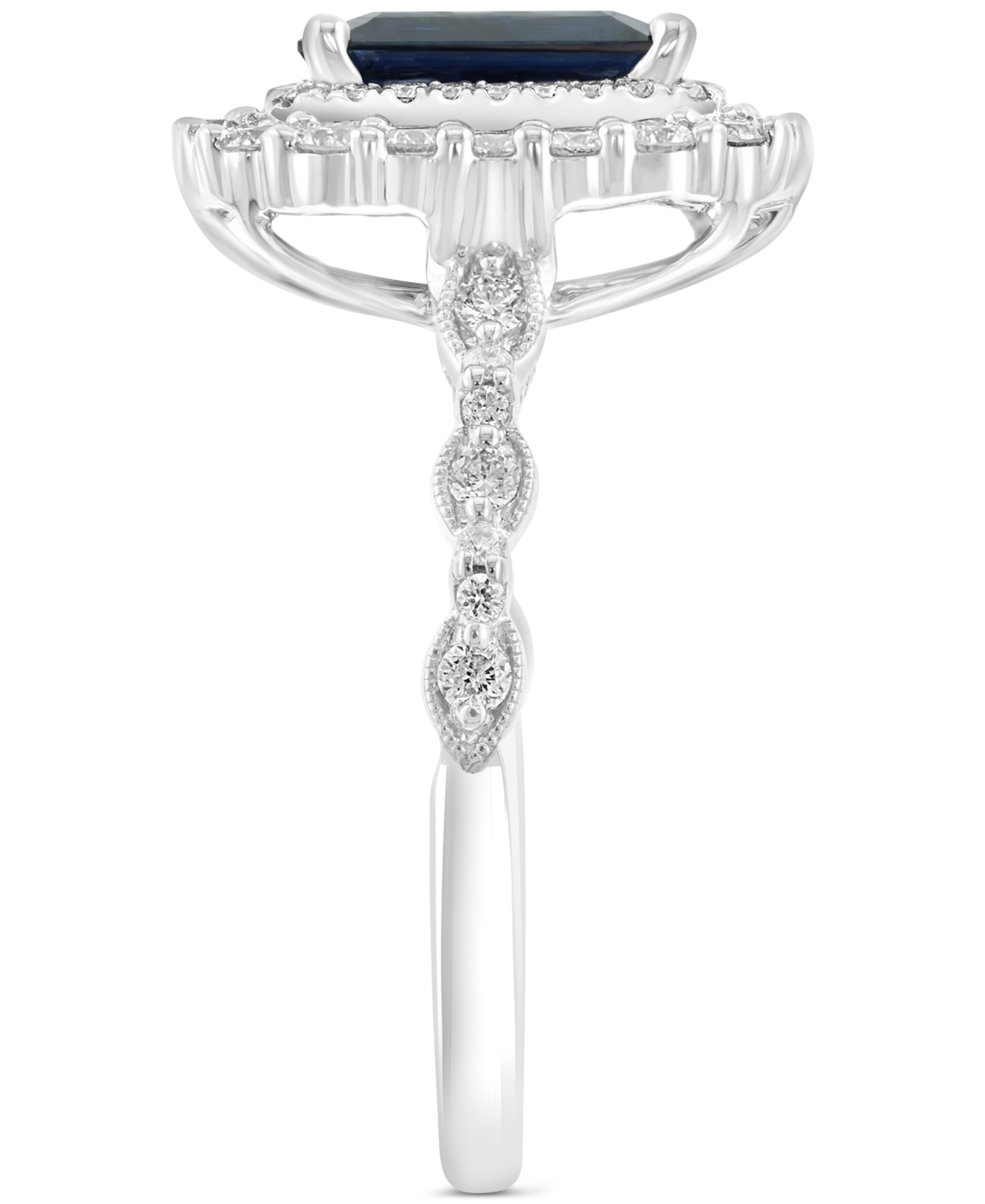 Effy Collection Effy Emerald-cut Blue Sapphire (2-3/8 Ct. T.w.) & Diamond (7/8 Ct. T.w.) Double Halo Ring In 14k Whi In Sapphire