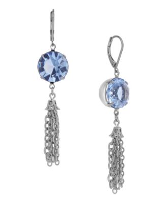 Round Crystal Tassel Drop Earrings