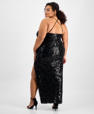 Trendy Plus Size Patterned Sequin A-Line Dress