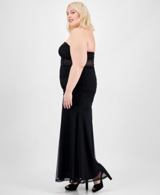 Trendy Plus Size Strapless Mesh Gown, Created for Macy's