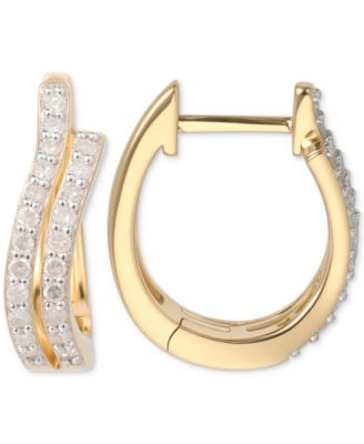 Macy's - Diamond Double-Row Hoop Earrings (1/3 ct. t.w.) in 14k Gold-Plated Sterling Silver