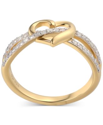 Diamond Interwoven Heart Ring (1/4 ct. t.w.) in 14k Gold-Plated Sterling Silver