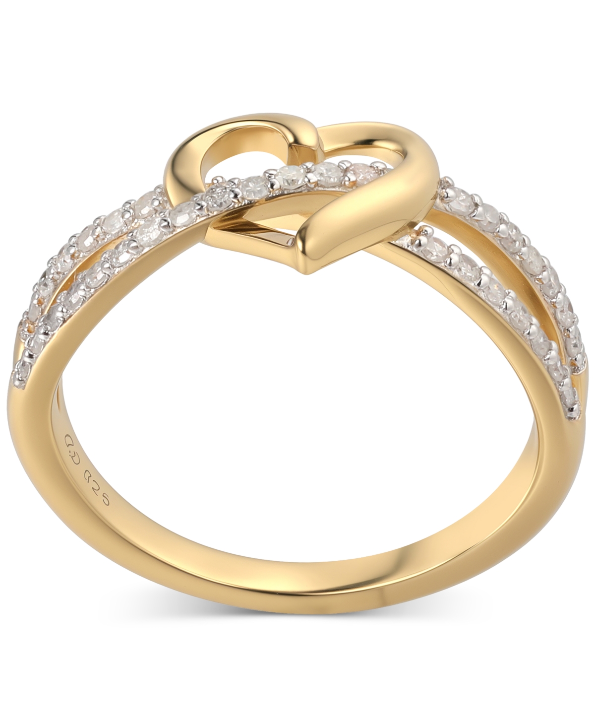 Macy's Diamond Interwoven Heart Ring (1/4 Ct. T.w.) In 14k Gold-plated Sterling Silver In Gold-plated Sterling Silver