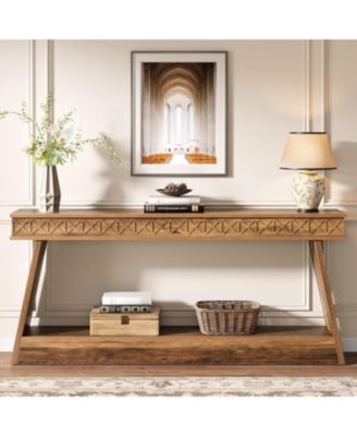 Farmhouse Entryway Table, 70.87-Inch Console Table with Storage, Wood Sofa Table Behind The Couch, Industrial Hallway Accent Table