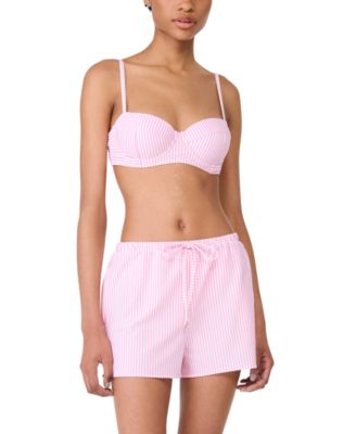 Womens Striped Bikini Top Cover Up Shorts