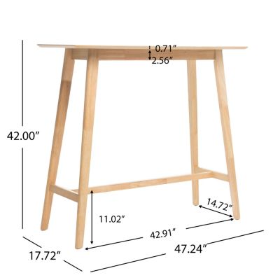 Wood Bar Table, Oak Finish, 17.72 In X 47.24 In X 42.01 In