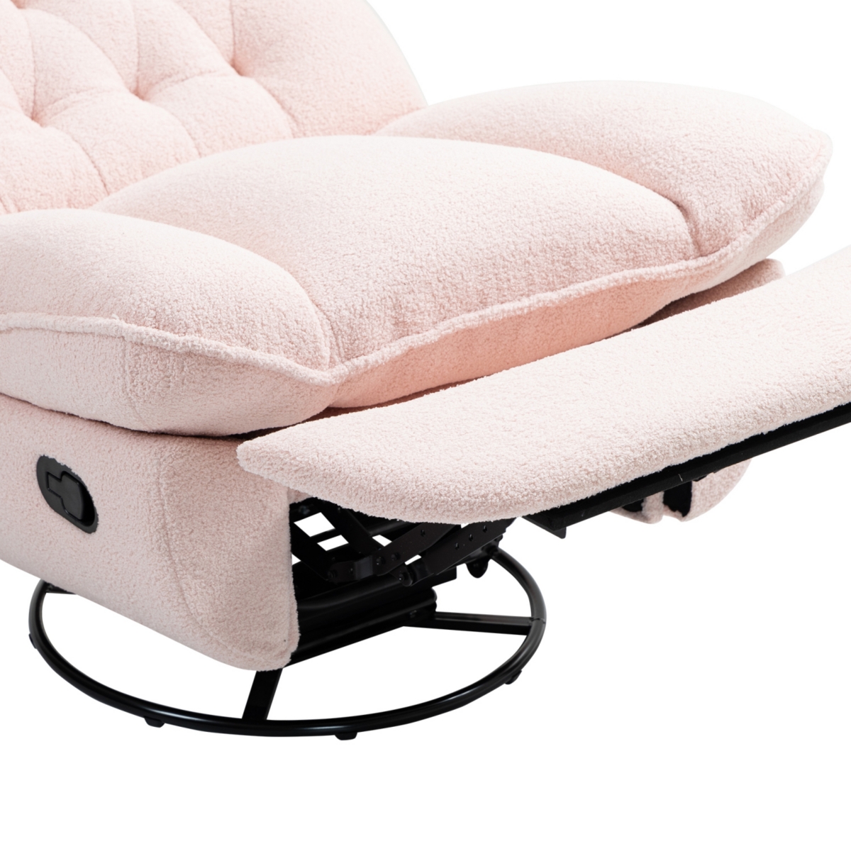 Streamdale Furniture 360 Swivel Recliner Adjustable Chair Chenille Glider Swivel Reclining Sofa Chair with Black Metal Round Base -- Pink