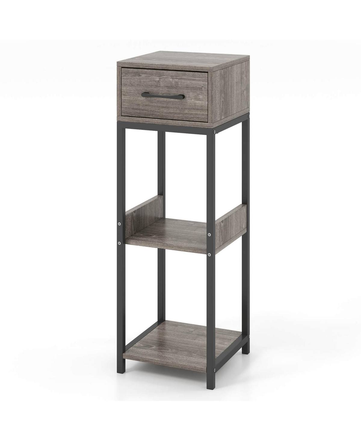 Costway 1 Pack 3 Tier Indoor Tall Plant Stand with Drawer Anti-tipping Devices Display Shelf