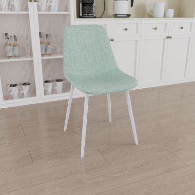 Set of 4 Light GreenModern Linen Dining Chairs