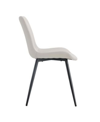 White Leather Dining Chair with Curved Cushion