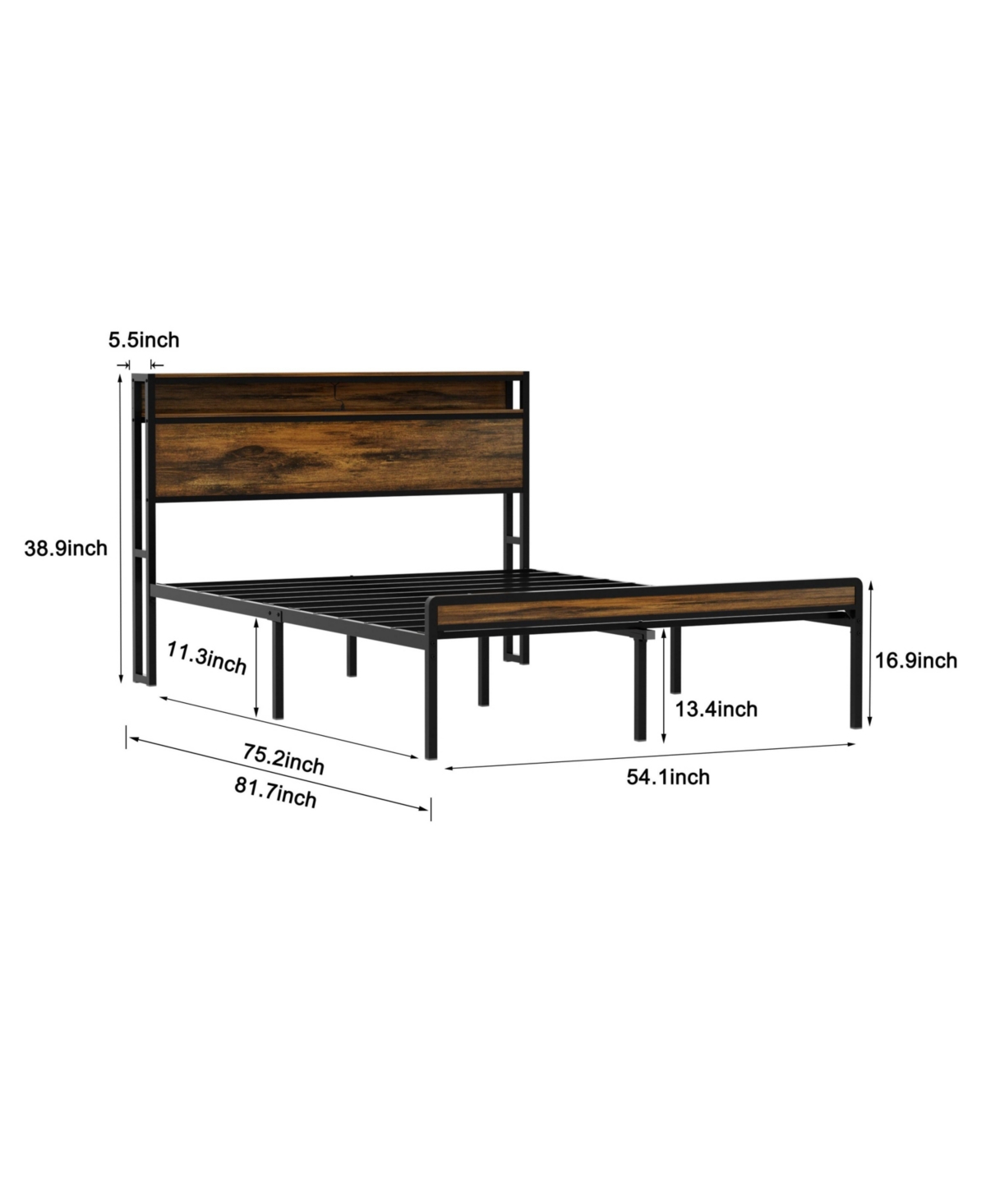 Slickblue Heavy-Duty Metal Bed Frame with Headboard, Footboard, and Led Lighting for Ultimate Mattress Support