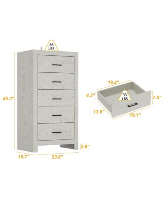 Brown Wood Accent Storage Dresser Organizer With 5 Drawers